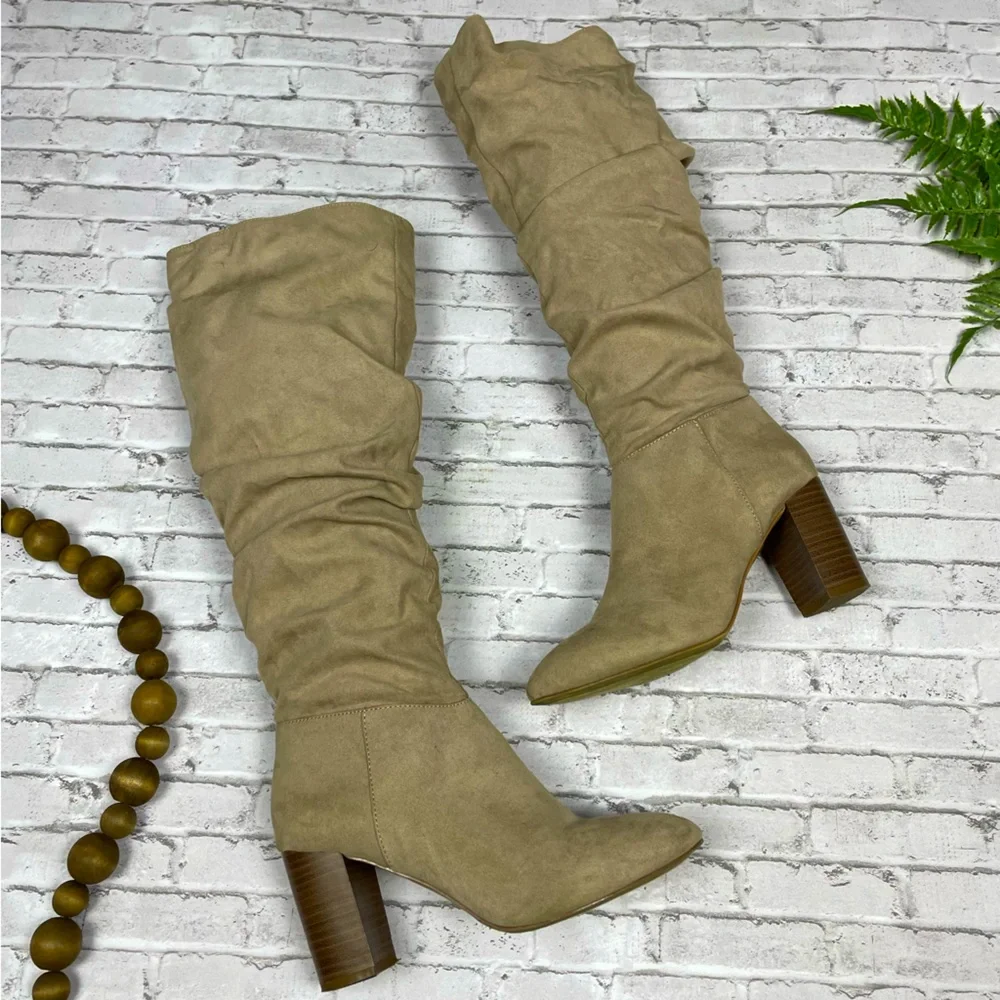 Kaari Blue Womens Suede Slouchy Heeled Boots Gray Sz 6.5 Neutral Normcore Winter - Picture 10 of 10